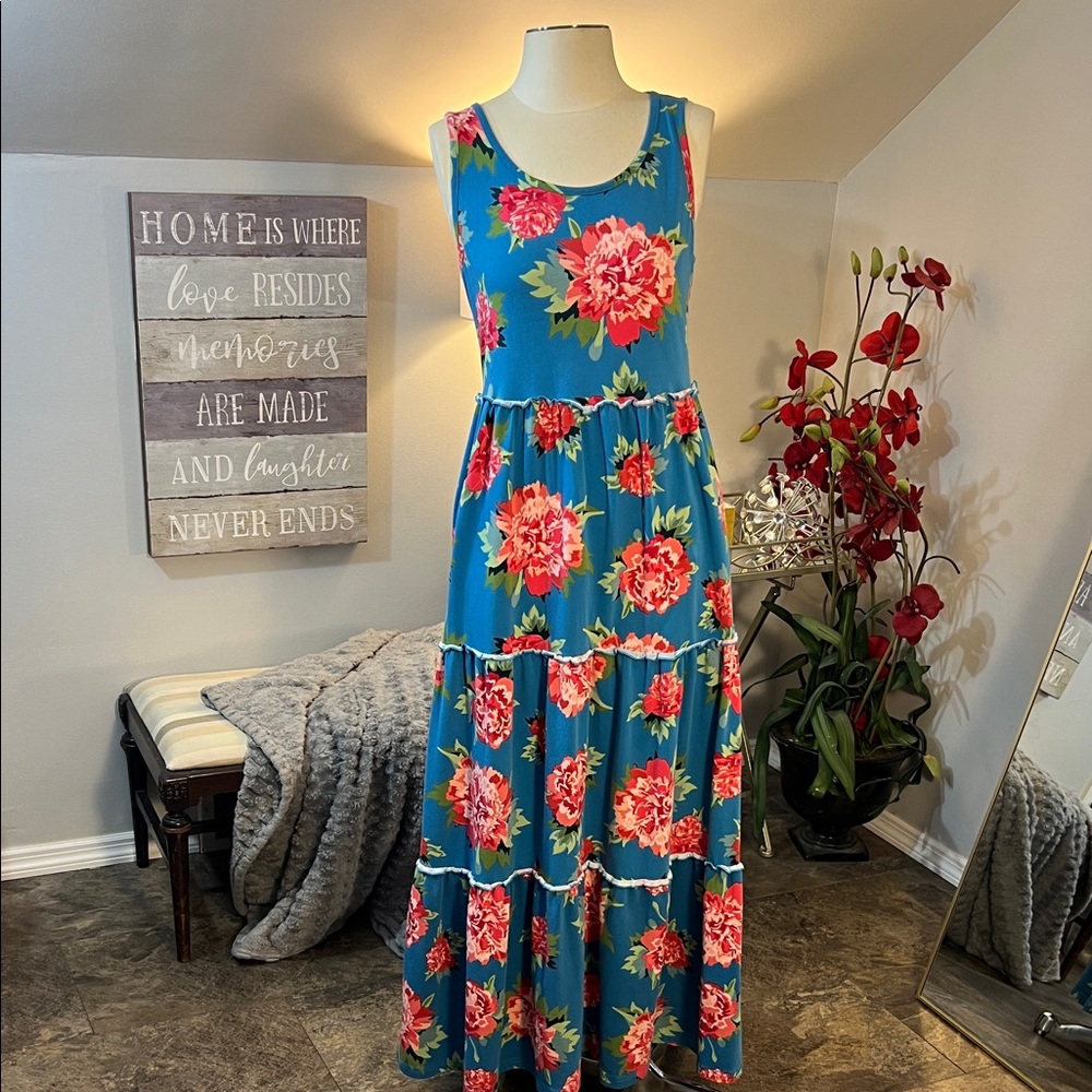 Matilda Jane "No End" Tiered Floral Maxi Dress Size Medium